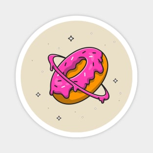 Doughnut Planet Cartoon Illustration Magnet